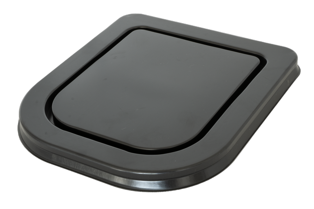 Flat thermoformed half container lid black