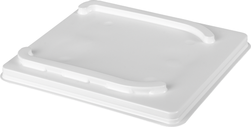 Flat thermoformed half container lid white