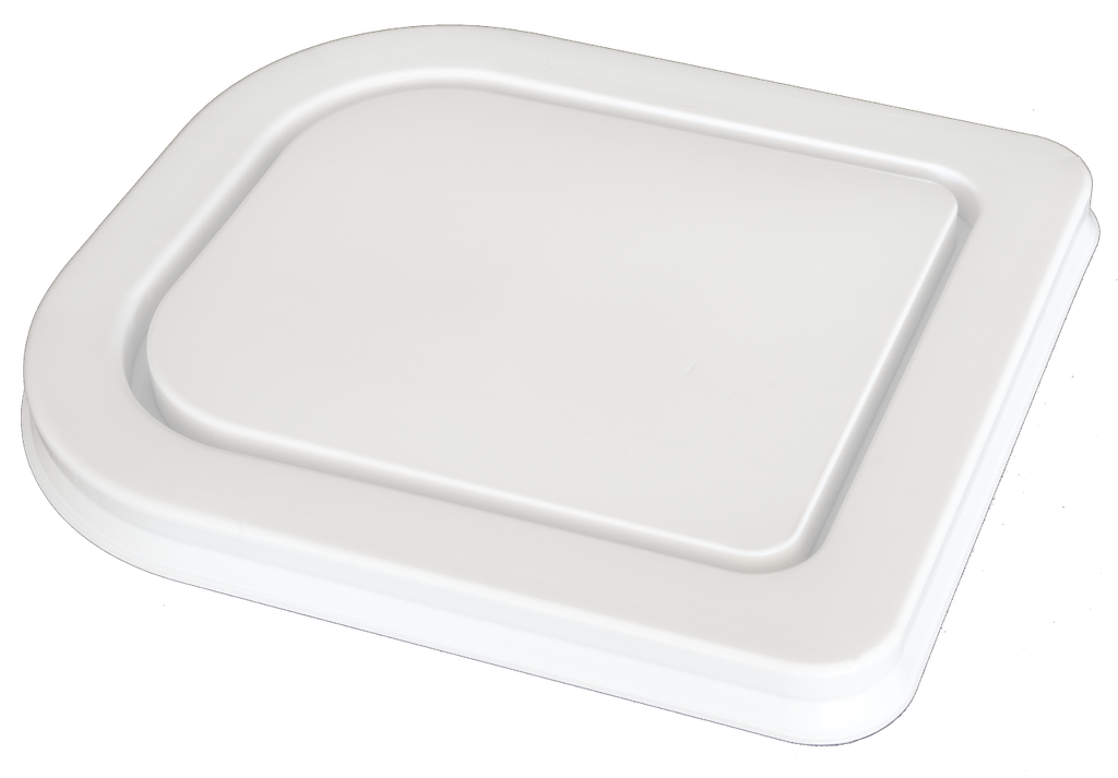 Flat thermoformed half container lid white